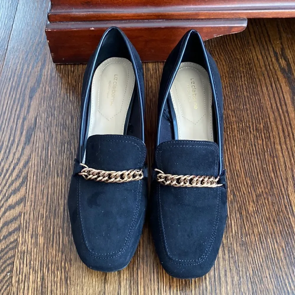 Liz Claiborne Suede Heeled Loafers - Size 7.5